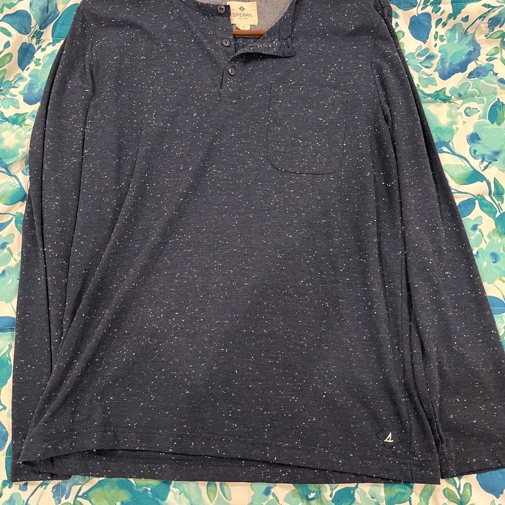 Sperry Dark Blue Speckled Long Sleeve Tee